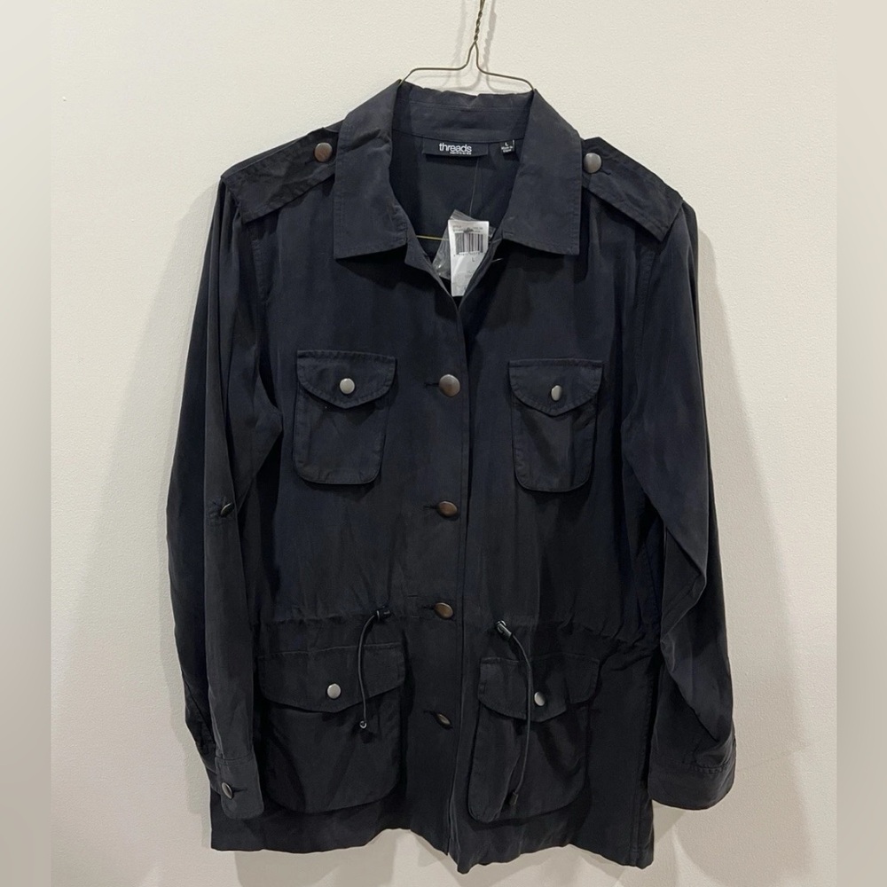 THREADS Saks Fifth Ave 100% Silk Women’s Jacket Shirt NWT Size L